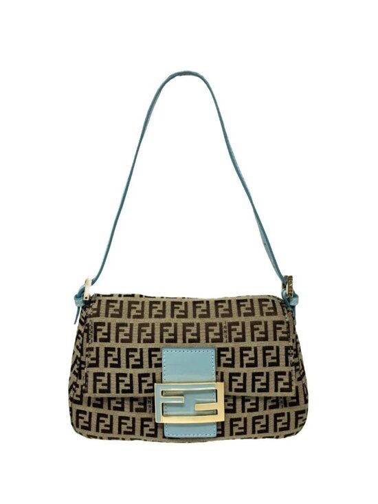 Fendi Handbags - Vintage Fendi Zucchino Mamma Baguette Blue Brown